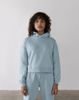 The Women's Pullover Crop Hoodie in Chalk Blue