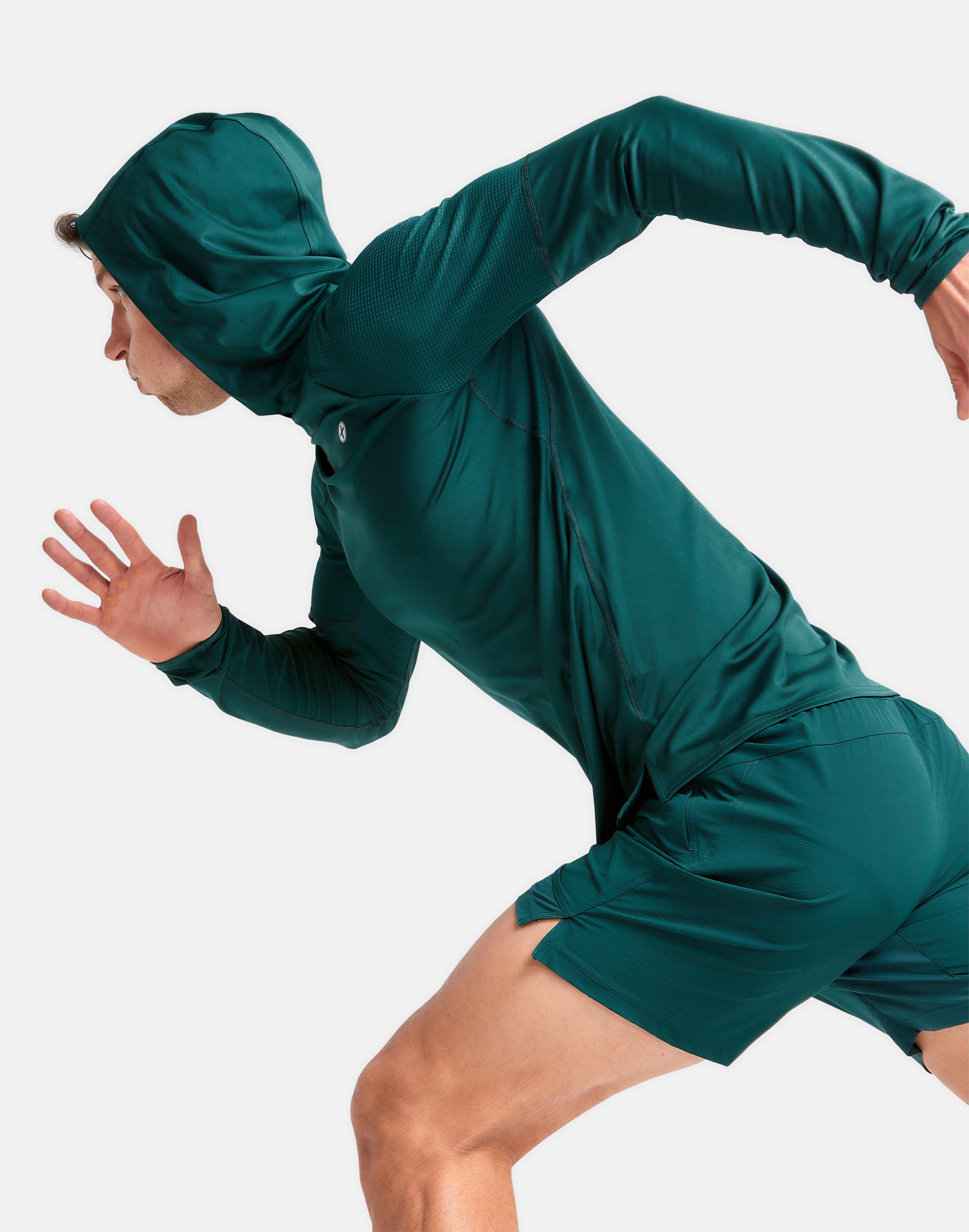 Celero Hooded Long Sleeve in Pine Green - Mid Layer - Gym+Coffee