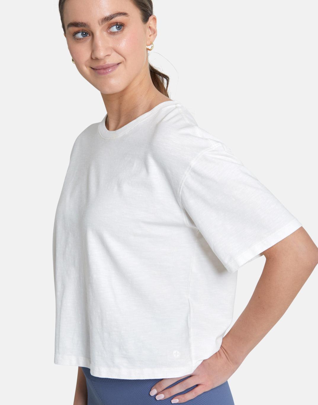 Essential Crop Tee in Ivory White - T-Shirts - Gym+Coffee