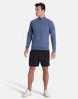 Essential Half Zip in Thunder Blue - Sweatshirts - Gym+Coffee