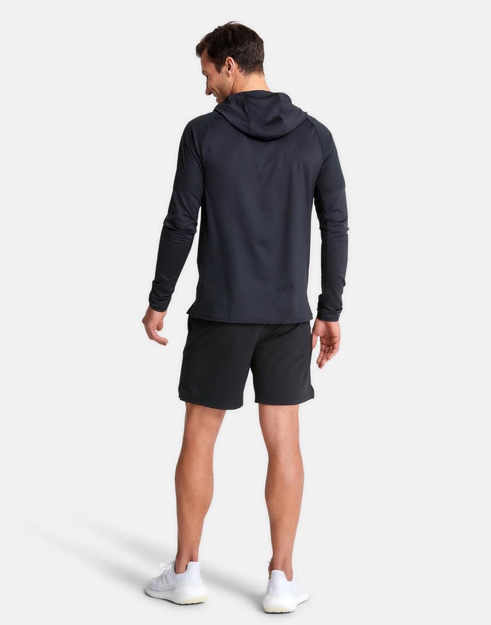 Men's Celero Hooded Long Sleeve in Jet Black - Mid Layer - Gym+Coffee