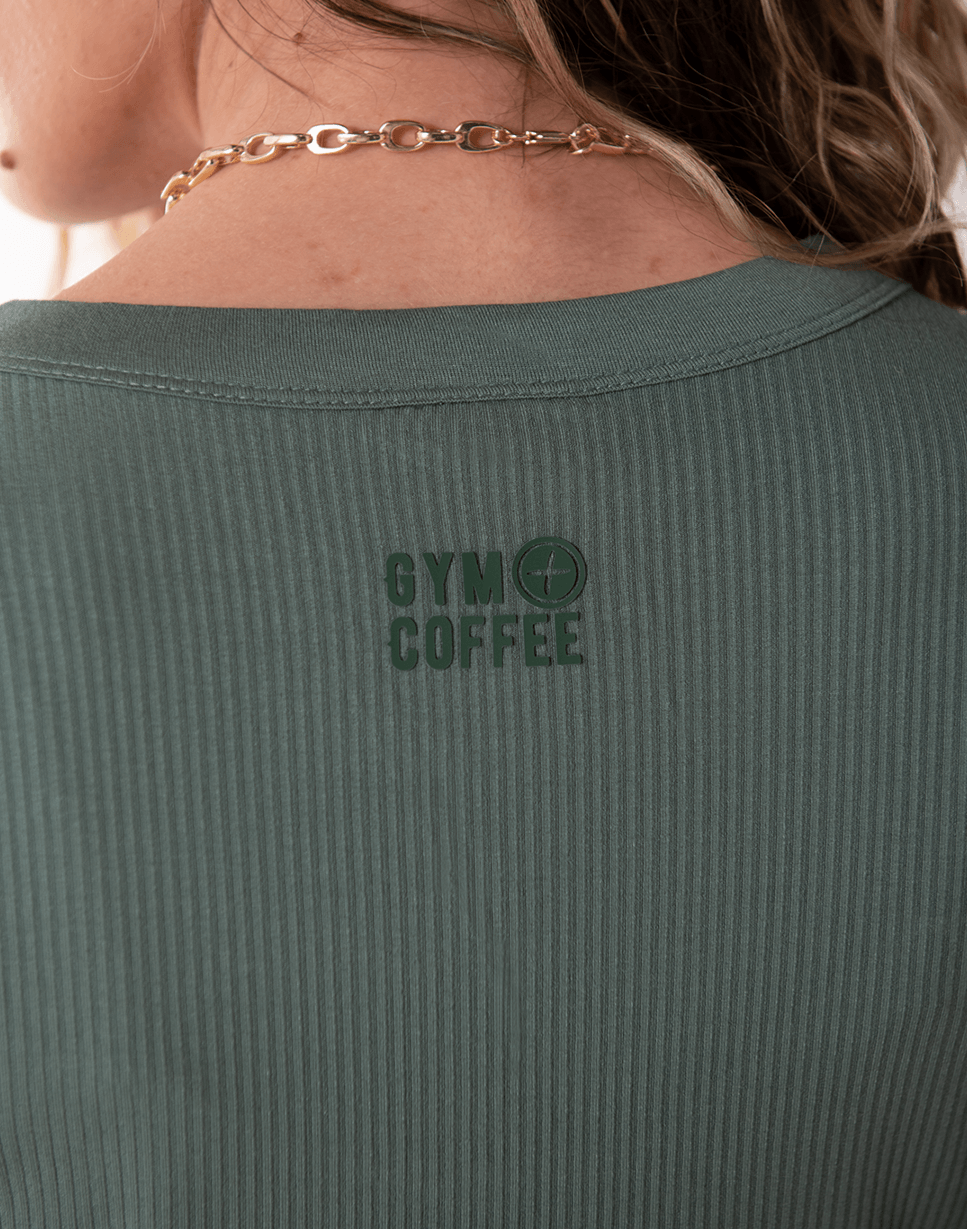 Ribbed Crop Vest in Fern Green - Tanks - Gym+Coffee IE